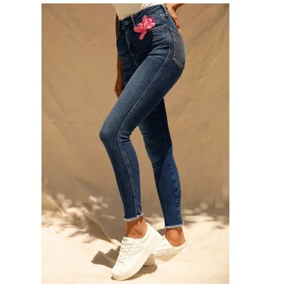 Free People Distressed High Waist Stretch Skinny Jeans Jegging - Picture 5 of 9